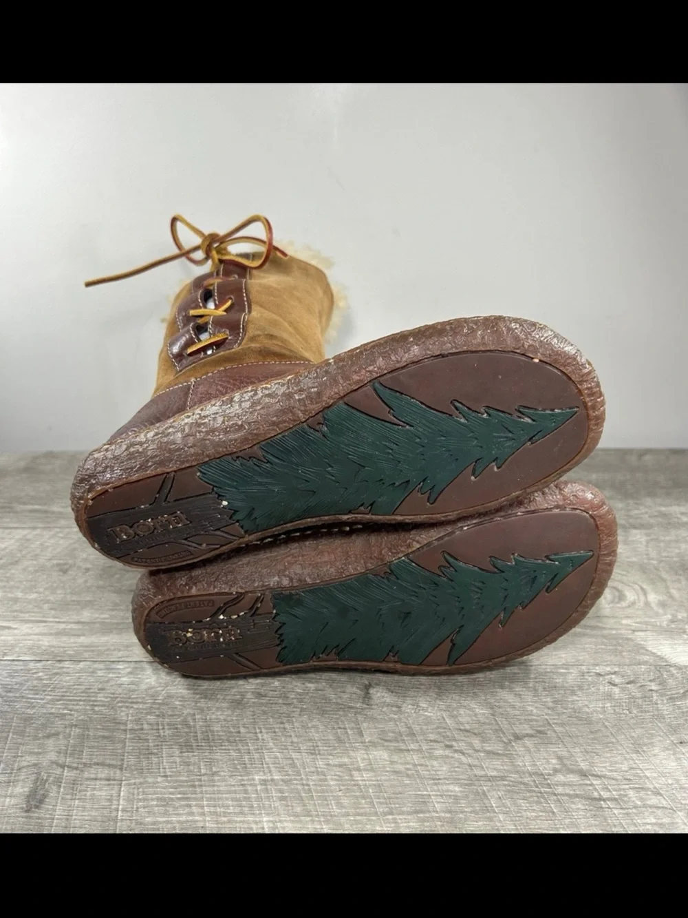 Born Yuma Lace-Up Shearling Chestnut Leather Winter Snow Women’s Boots Size 7